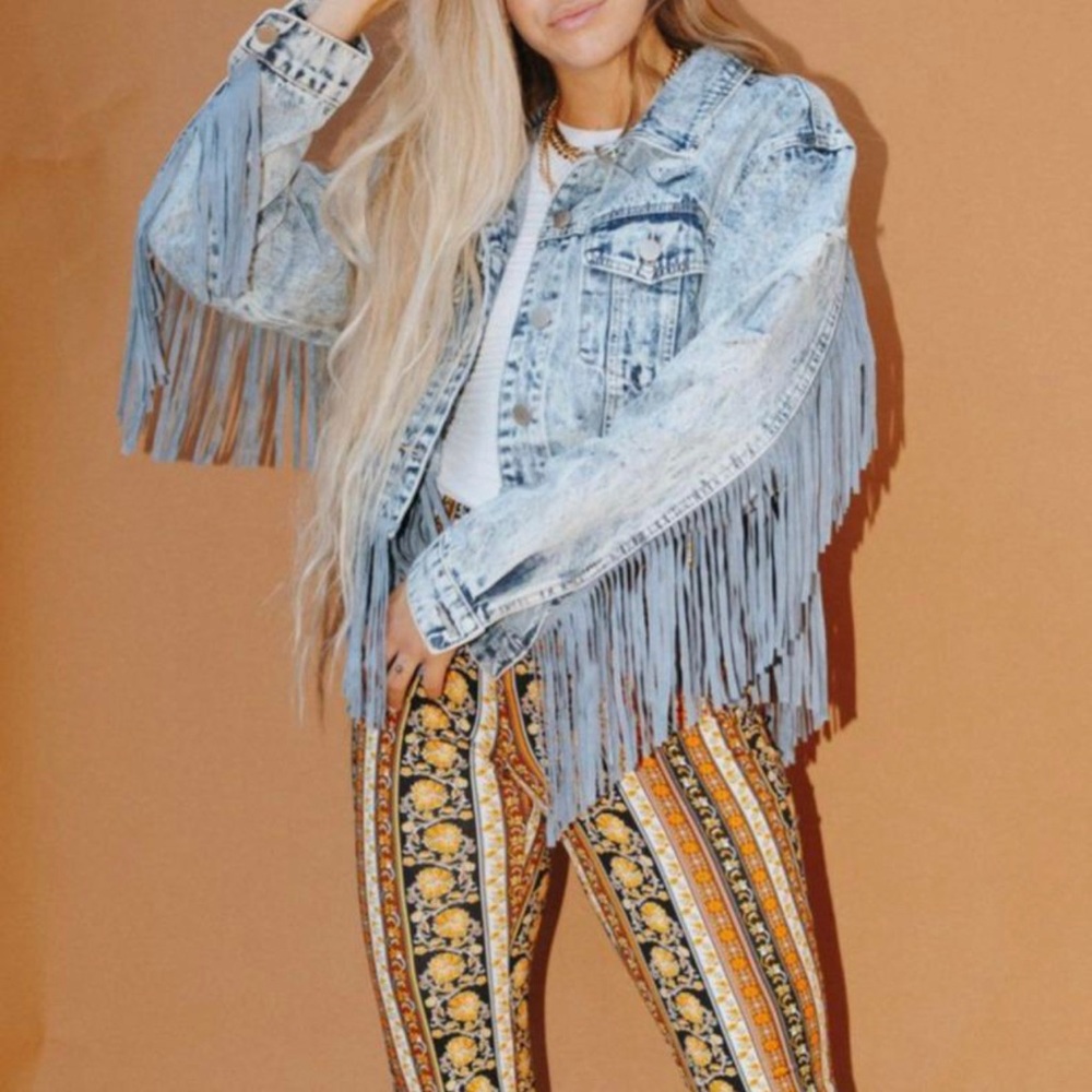 Denim Fringe Jacket